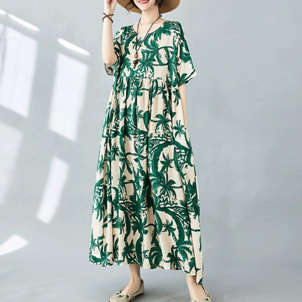 Zizhuo Tropical Print Dress